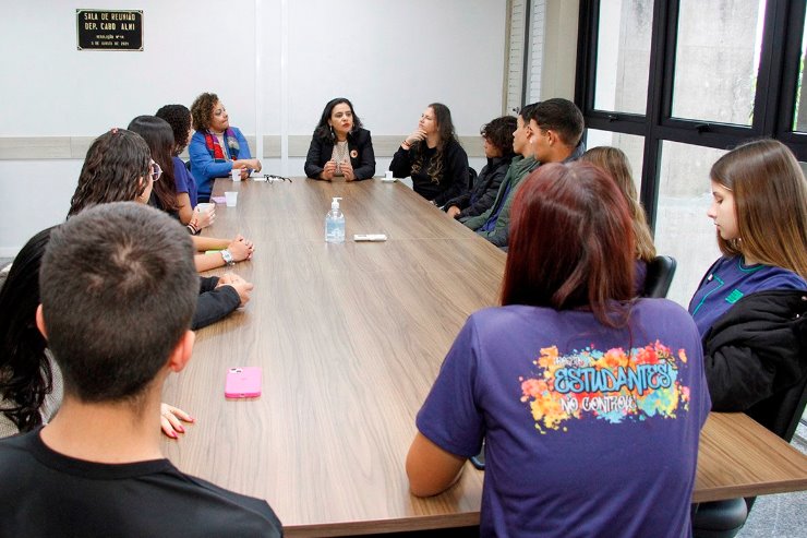 Imagem: Estudantes puderam conversar com a deputada e acompanhar a sessão plenária